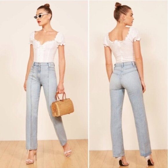 Reformation Denim - REFORMATION 70s Jean Skye Light Blue Straight Leg Retro Denim Size 24